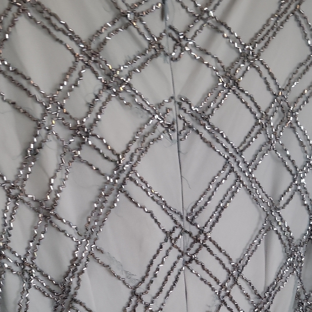 Adrianna Papell Silver And Gray Formal Gown Wedding Mother Dress - Picture 5 of 6